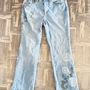 Coldwater Creek Light Blue Embroidered Jeans